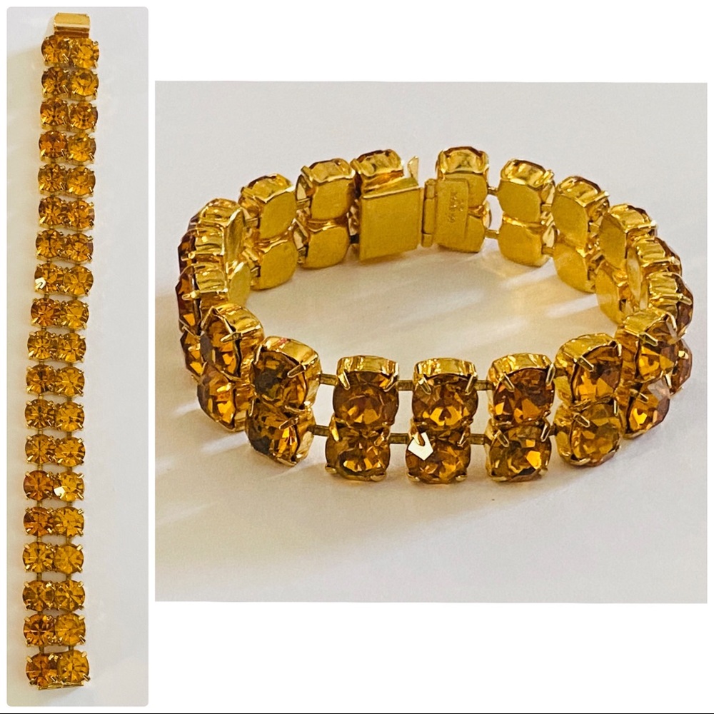 Vintage Dominique Gold Rhinestone Bracelet